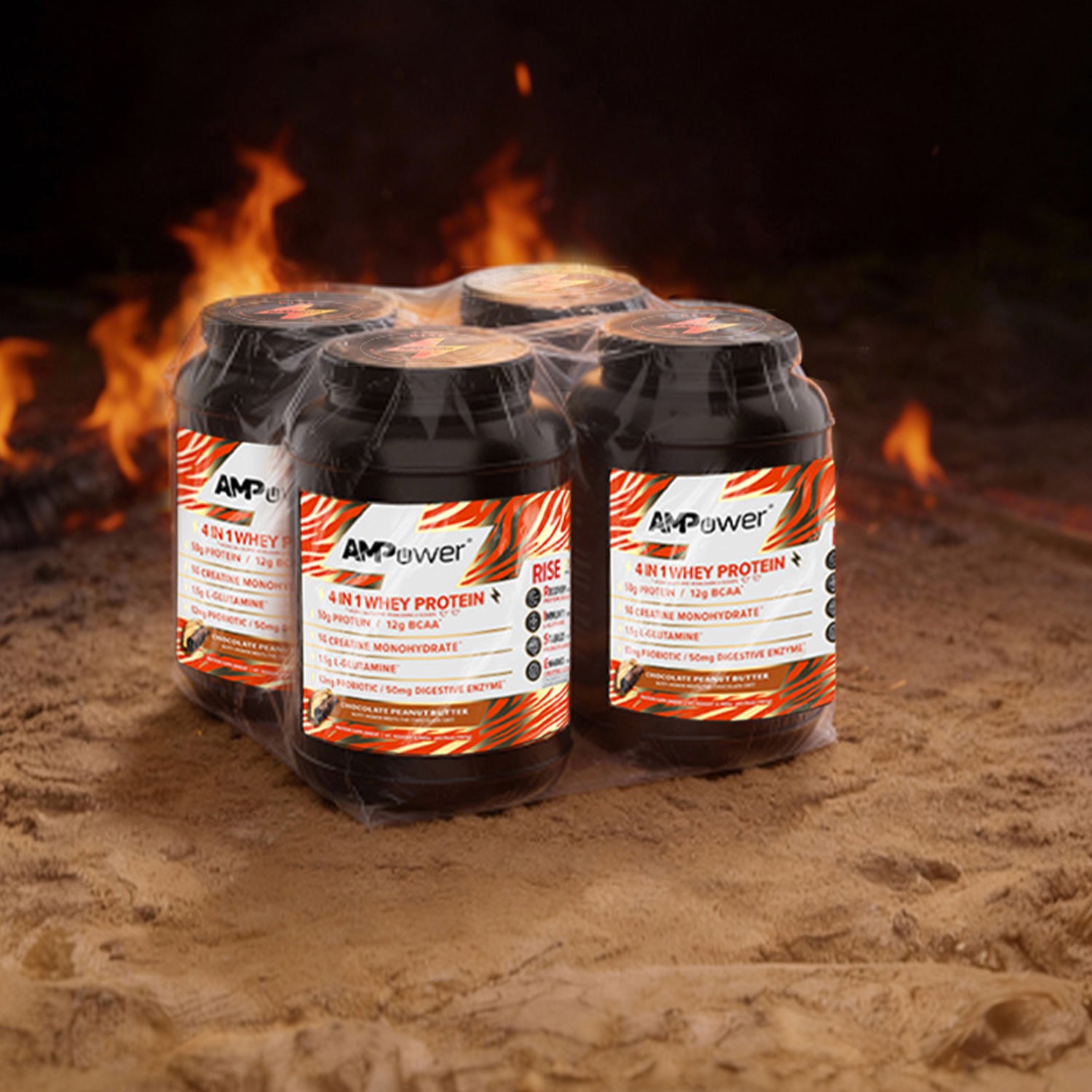 Chocolate Peanut Butter AMPOWER Whey Protein Case of 4 Jars