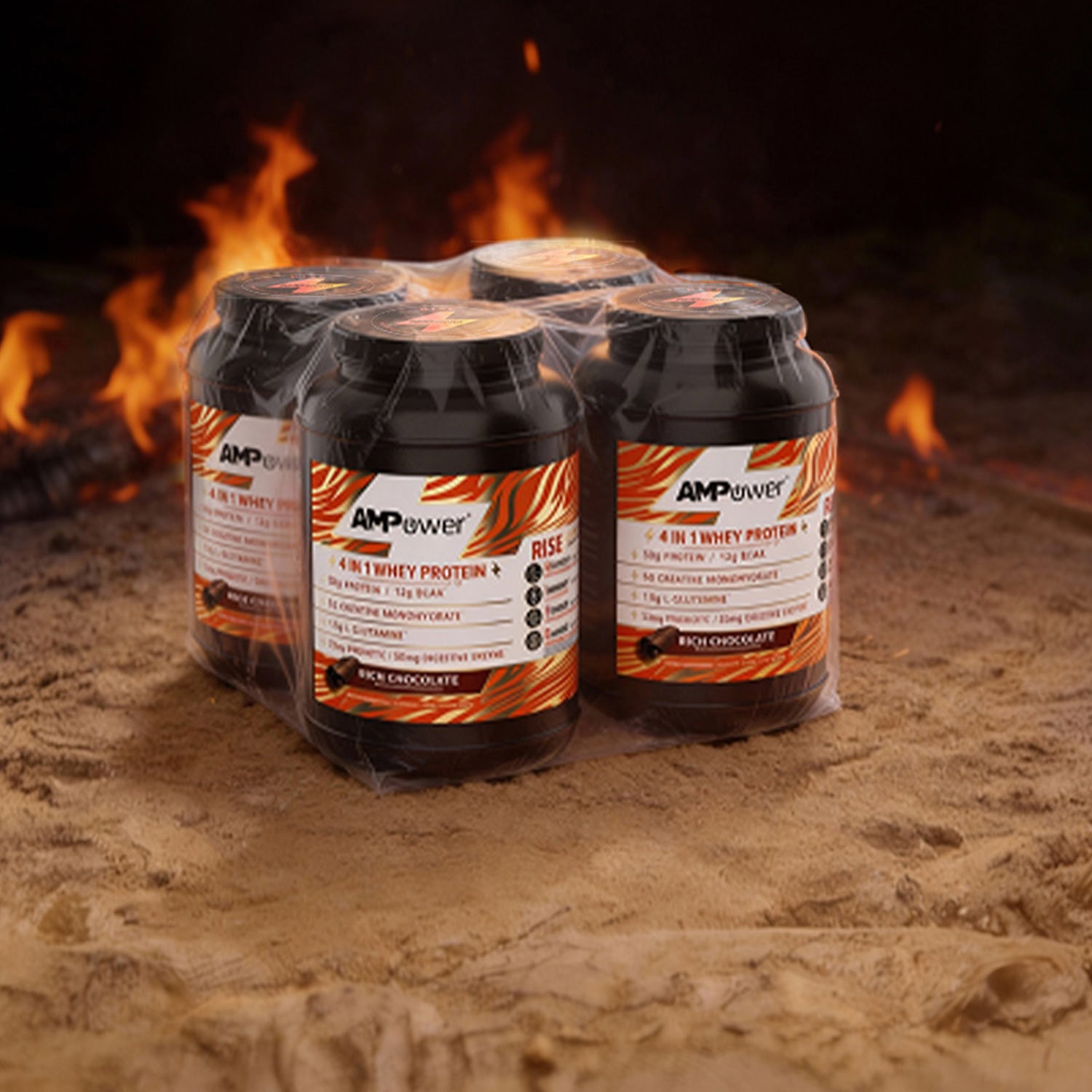 Rich Chocolate  AMPOWER Whey Protein Case  of 4 Jars