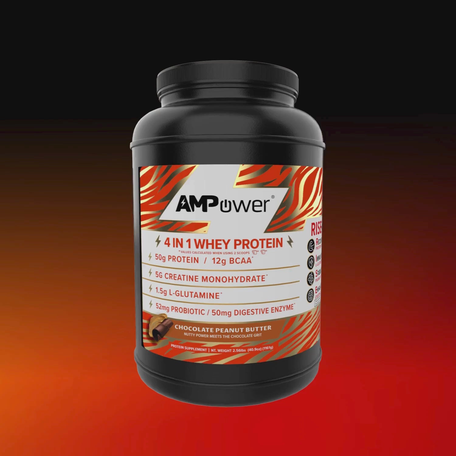 Chocolate Peanut Butter AMPOWER Whey Protein Case of 4 Jars