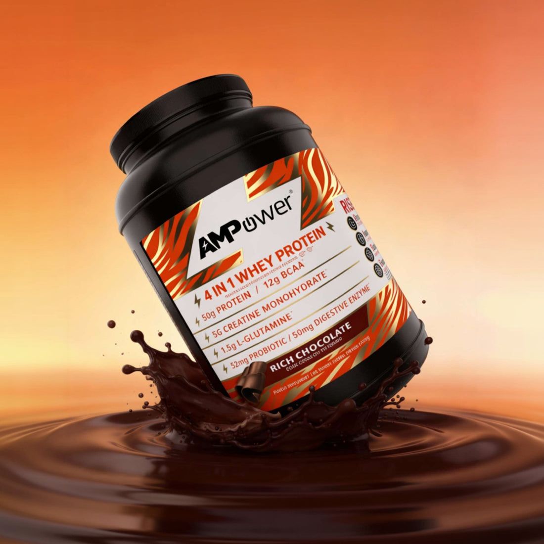 Rich Chocolate  AMPOWER Whey Protein Case  of 4 Jars