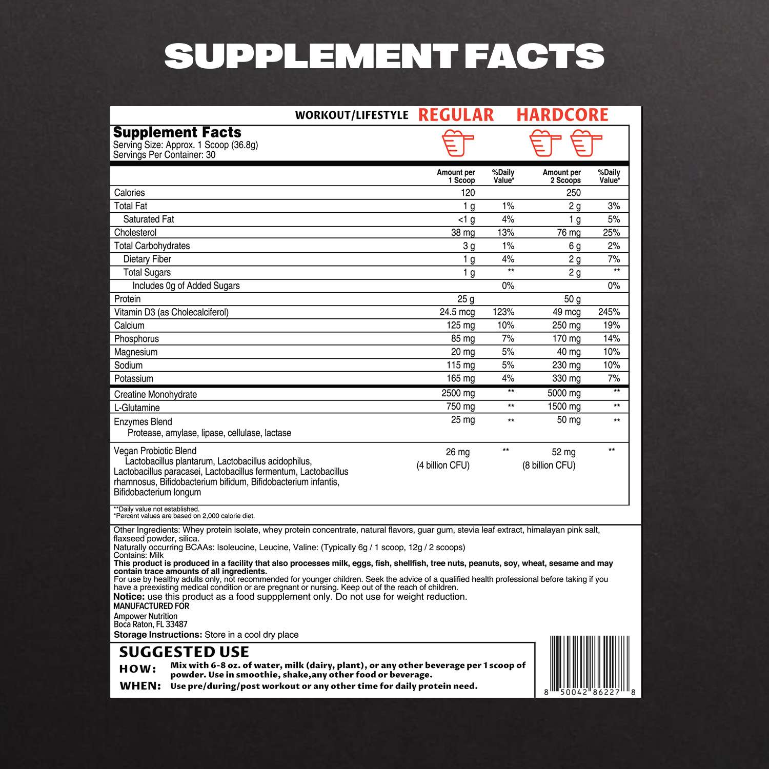 Vanilla Beans AMPOWER Whey Protein Case  of 4 Jars