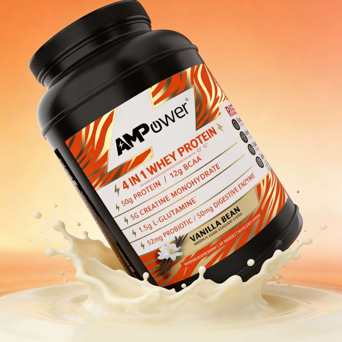 Vanilla Beans AMPOWER Whey Protein Case  of 4 Jars